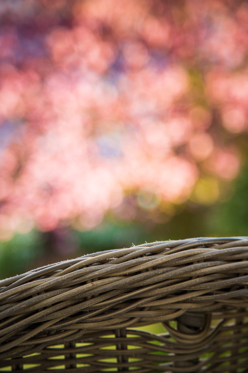 brown woven basket on brown woven basket